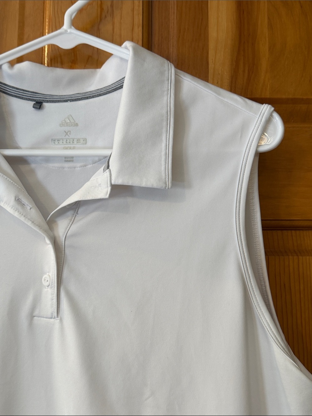 adidas White Sleeveless Polo Top
